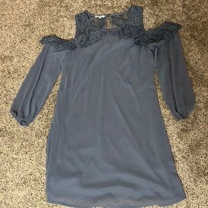 Blue off the shoulder floral dress